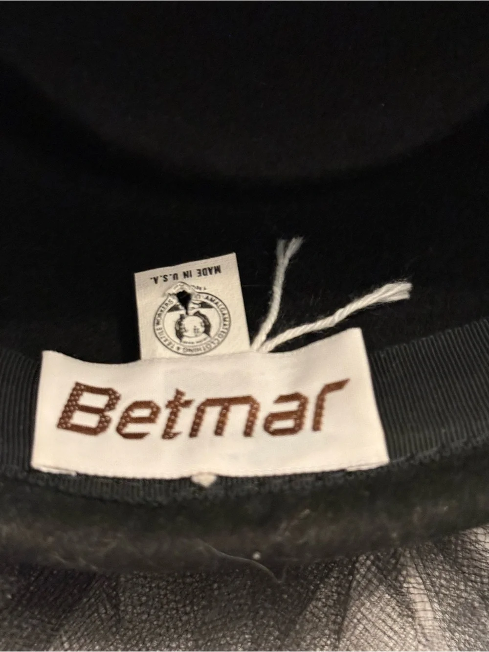 80s Betmar Black Wool Tilt Hat Feather Pompom USA Wool Vintage Women’s Church